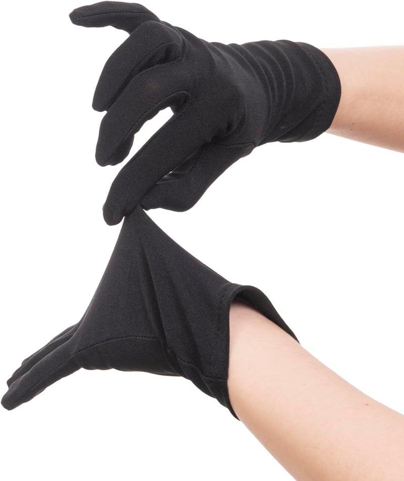 Vonokee Adult Spandex Gloves,Short Stretchy Opera Gloves for Halloween Party Costume 1920s Flapper Accessories - Image 3